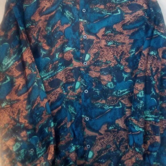 Vintage Robert Stock Abstract Pattern Button Down Silk Shirt - Picture 3 of 8